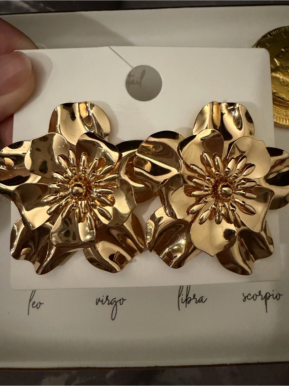 NEW Gold Oversized Floral Statement Stud Earrings Forever 21